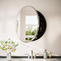 Keonjinn Round Brushed Nickel Medicine Cabinet Mirror for Bathroom, 26 Inch Surface Mount Medicine Cabinet with Mirror, Circular Framed Mirrored Medicine Cabinets, Modern Cabinet with Vanity Mirror