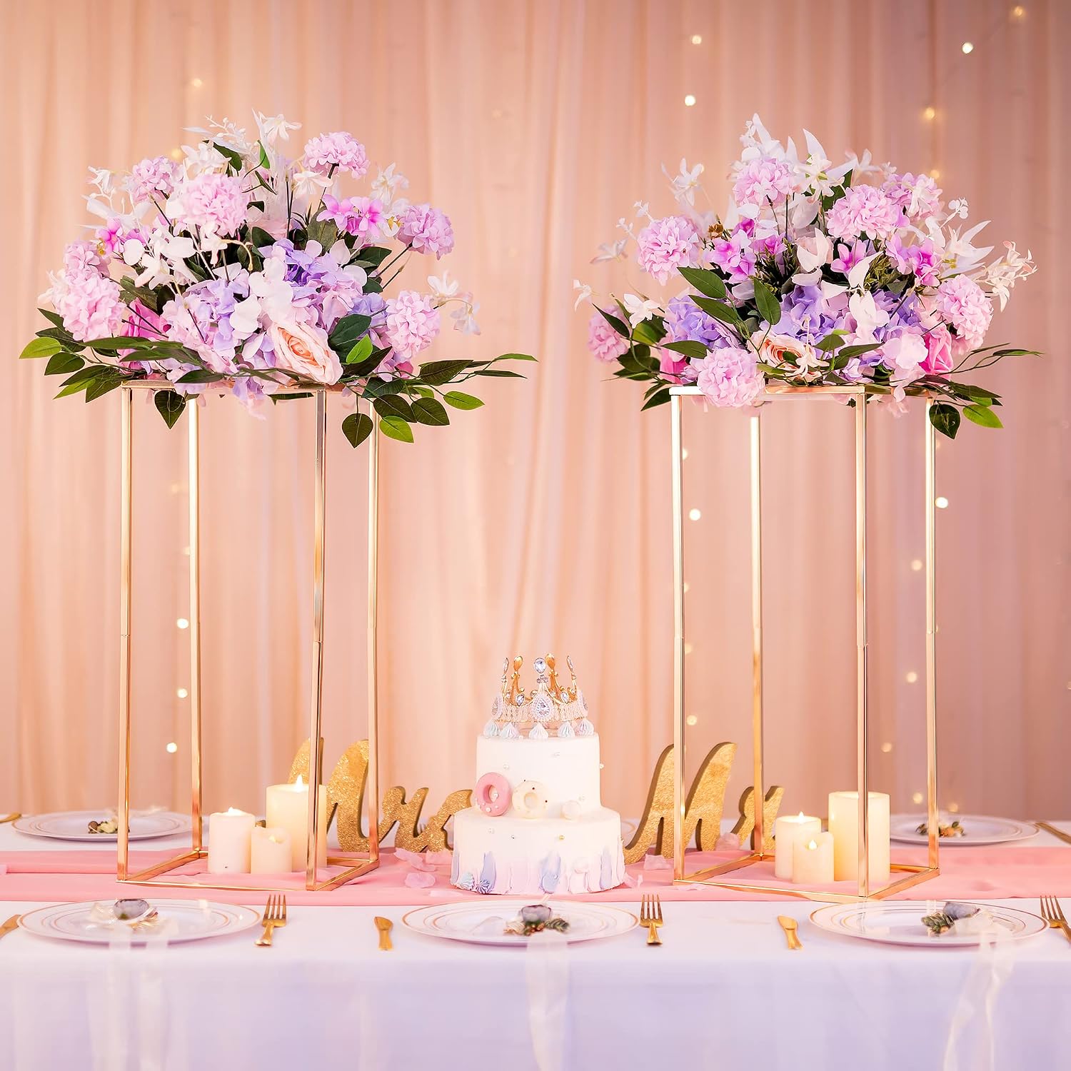 Gold Flower Stand for Table: 23.6' Tall Centerpiece Stand for Wedding Table Reception Floral Center Pieces with Home Decoration Party Event 10 PCS