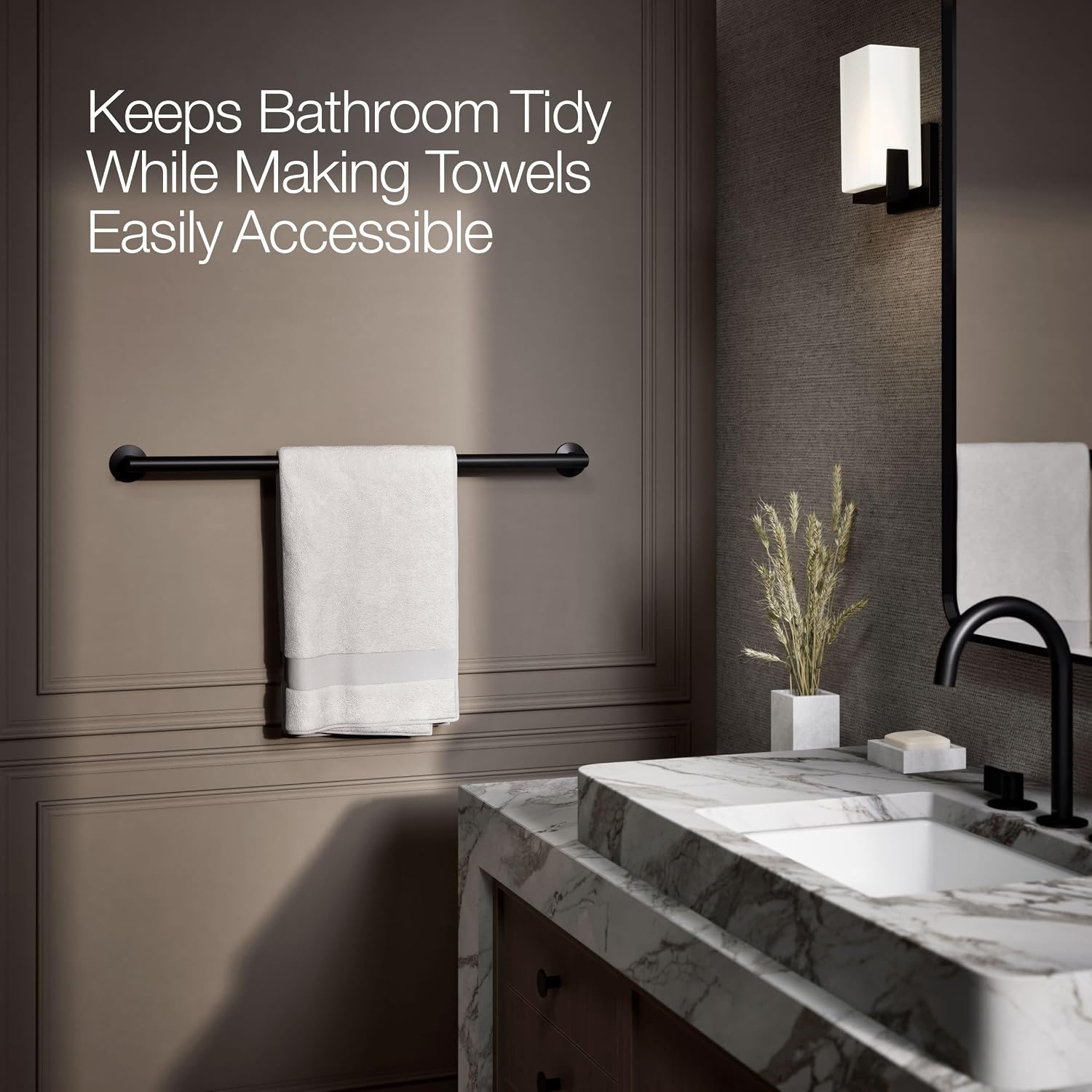 Kohler 78374-BL Components® 30' Towel bar, Matte Black