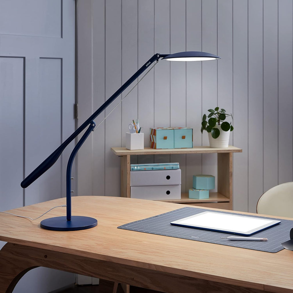 Cricut Bright Adjustable LED Desk Lamp with Swing Arm for Crafts, Bedroom, Home Office - Indigo