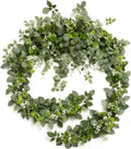 Ling's Moment 9FT Flower Garland for Backdrop Decorations - Wedding Arch Flowers, Eucalyptus & Rose, Artificial Floral Garland for Mantle - Sweetheart Table Decor for Beach Reception, Green