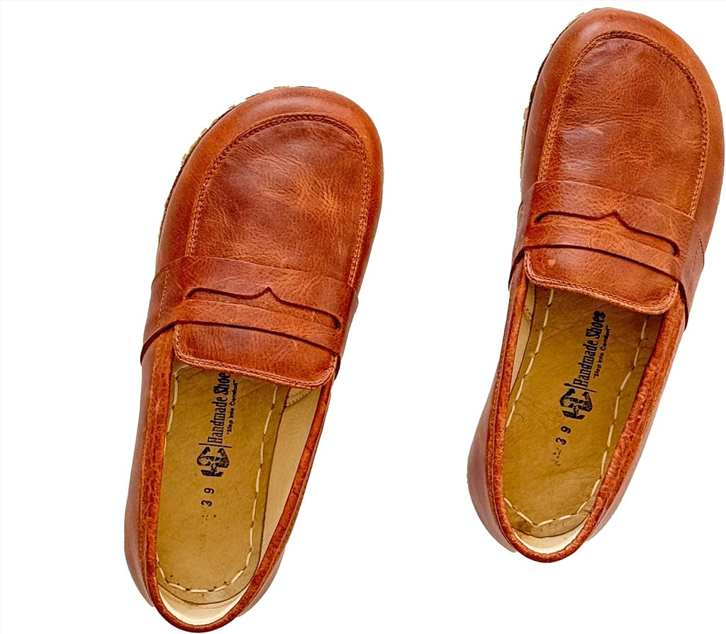 Grounding Shoes For Women, Barefoot Leather Shoes,Earthing With Copper Rivet, Wide Toe Box, Minimalistic Shoes, Gifts For Him | Crazy Brown
