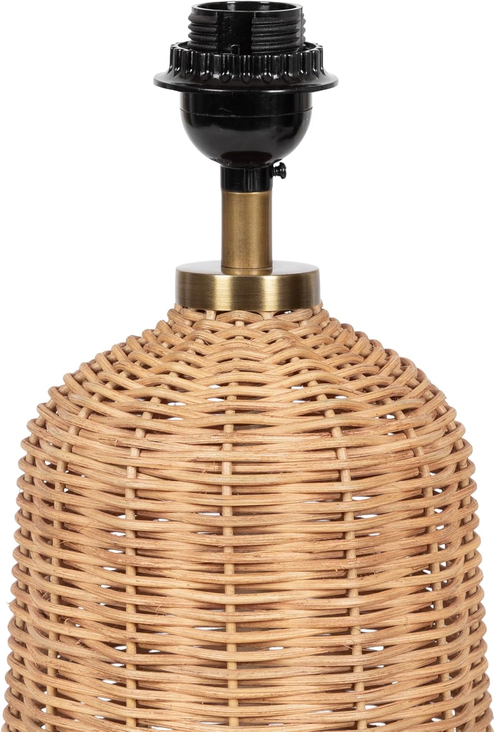 Kate and Laurel Wylla Modern Rattan Bedside Table Lamp, 8 x 8 x 18, Natural Rattan, Decorative Woven Tabletop Desk Lamp with Linen Shade for Living Room Decor