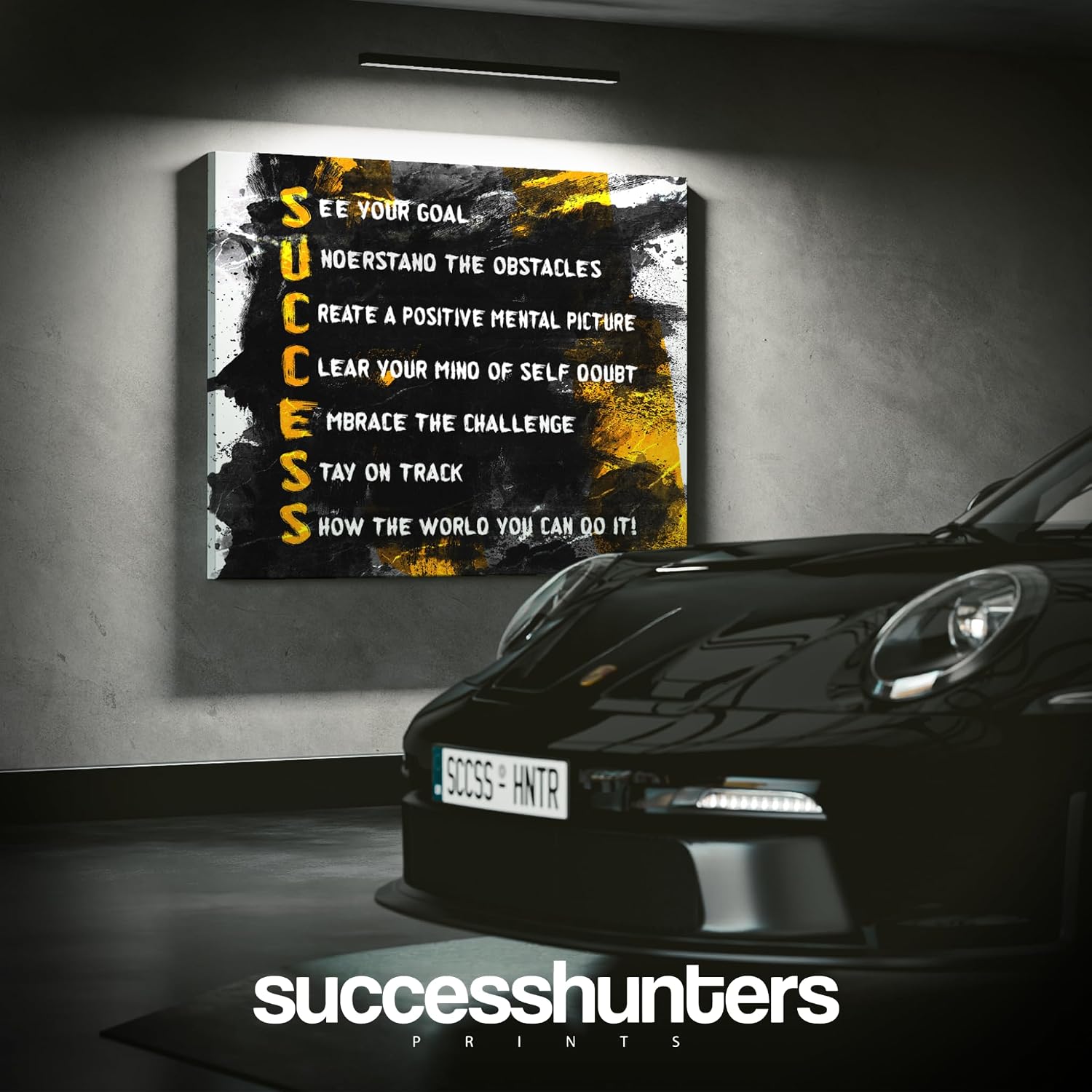 Success Ingredients Wall Art Office Decor Motivational Canvas Print Successful Quote, Inspirational Succeed Sign Goal, Obstacles, Self-Doubt (30' x 40')