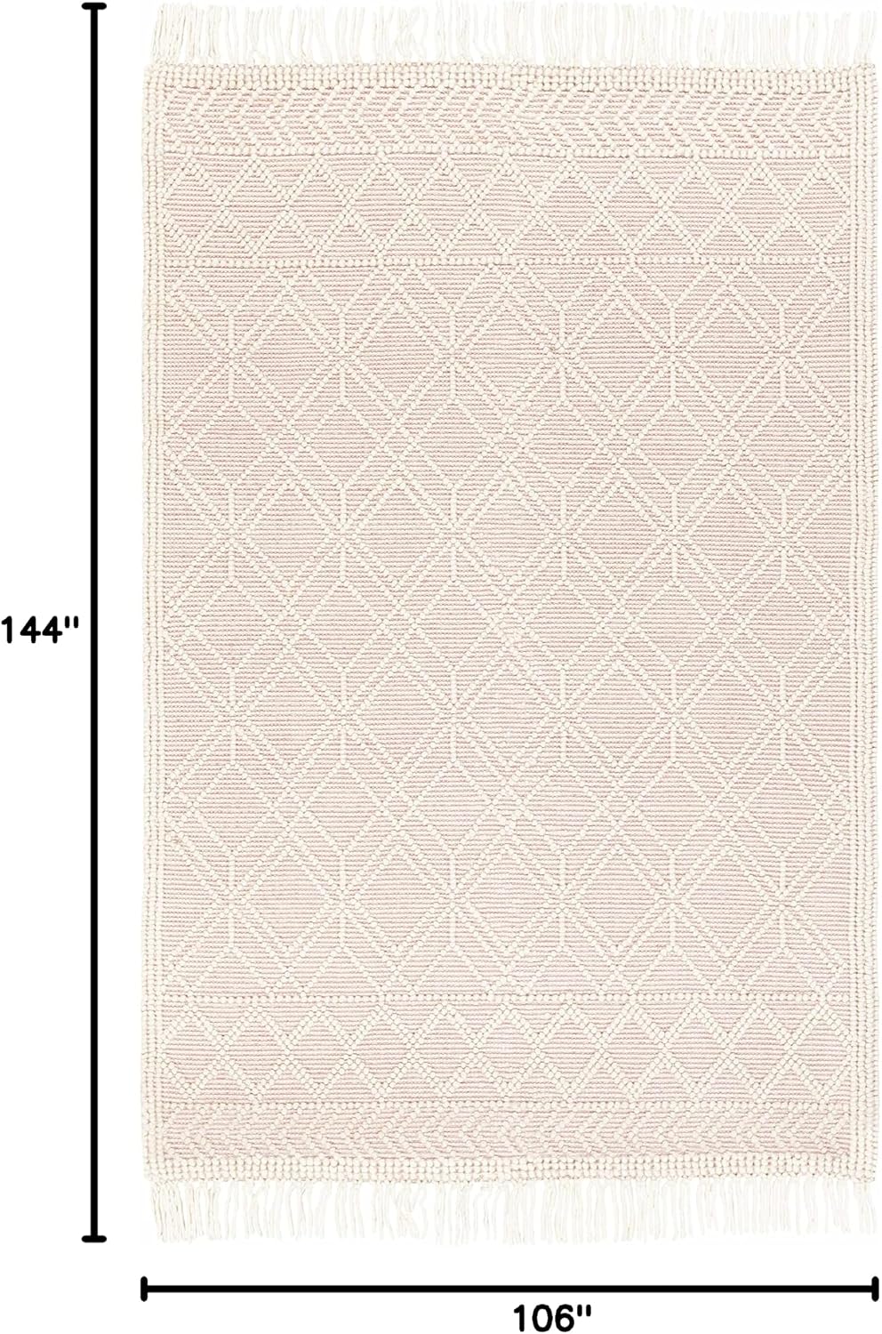 BoutiqueRugs Pink Trellis Transitional 9x12 Large Area Rug Wool Hand Woven Ivory Diamond Traditional Ramsbury Great Room Open Concept Master Bedroom Large Dining Room 8'10' x 12' Stain Resistant