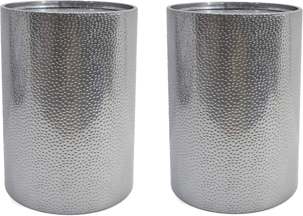 Christopher Knight Home Kaylee Modern Round Hammered Iron Accent Table (2 Pack) -Silver 16 in x 16 in x 22.25 in