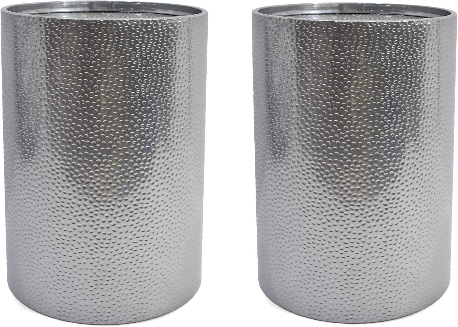 Christopher Knight Home Kaylee Modern Round Hammered Iron Accent Table (2 Pack) -Silver 16 in x 16 in x 22.25 in