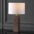 SAFAVIEH Couture Lighting Collection Feliciano Dark Brown/White 26-inch Dimmable Table Lamp for Bedroom Living Room Home Office Desk Nightstand (LED Bulb Included)