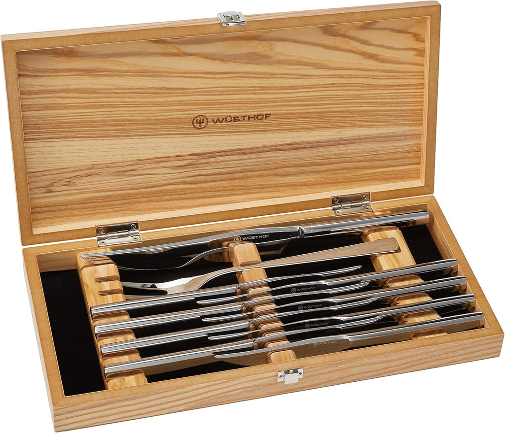 Wüsthof 10-Piece Stainless Steak and Carving Knife Set, Olivewood