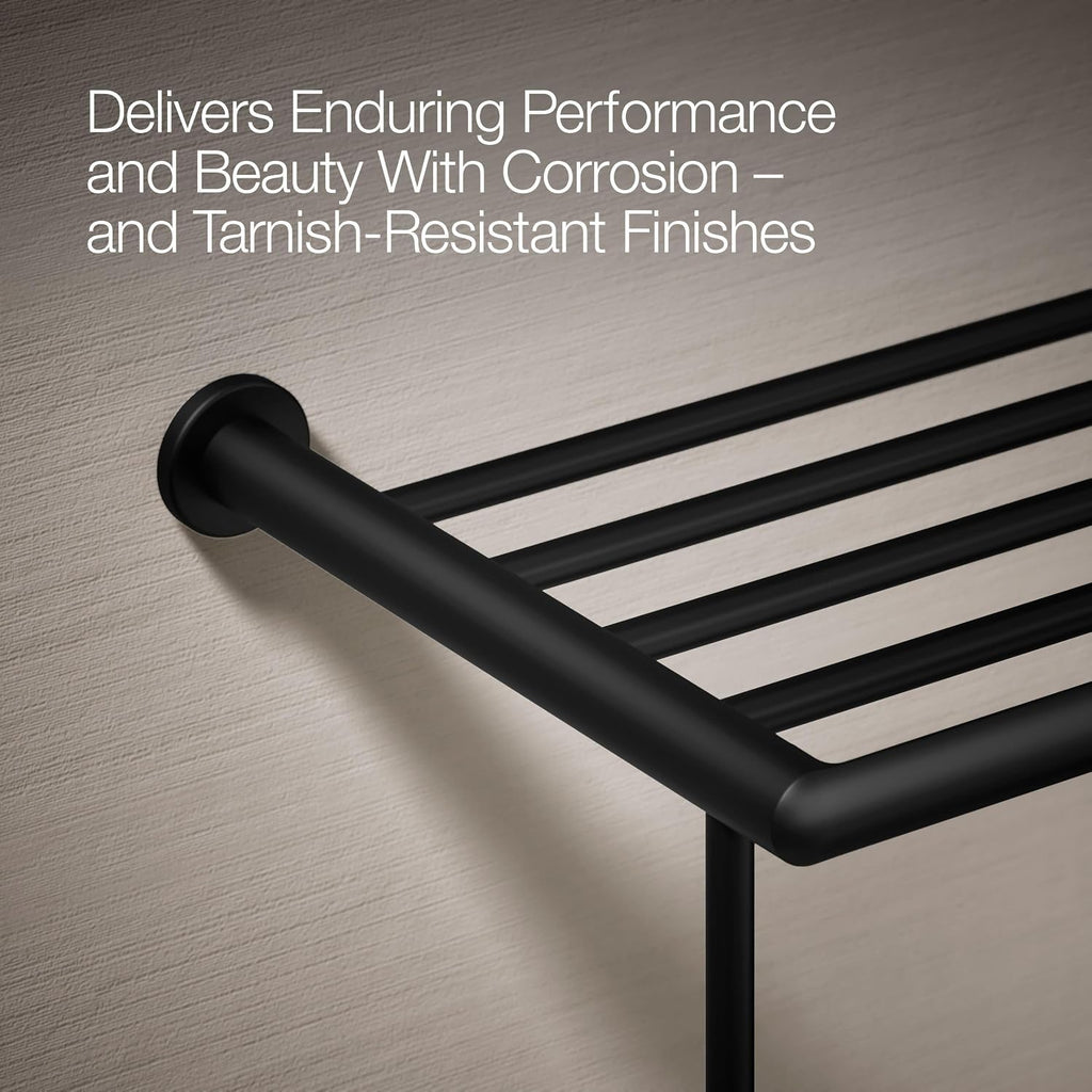 KOHLER Towel Rack by, Bathroom Towel Shelf Hotelier, Kumin Collection, Matte Black, K-24552-BL