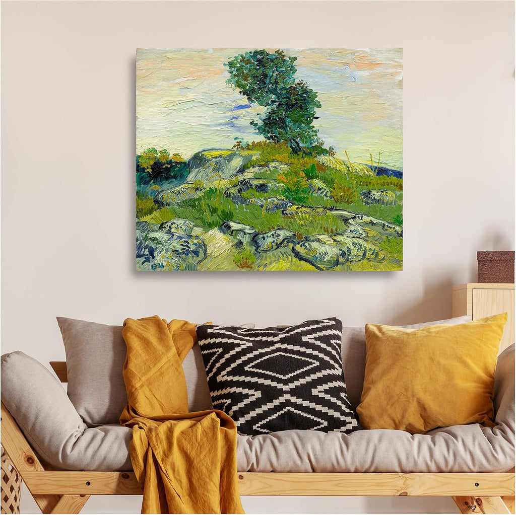A&T ARTWORK The Rocks by Vincent Van Gogh. The World Classic Art Reproductions, Giclee Canvas Prints Wall Art for Home Decor,30x36x1.5 inches