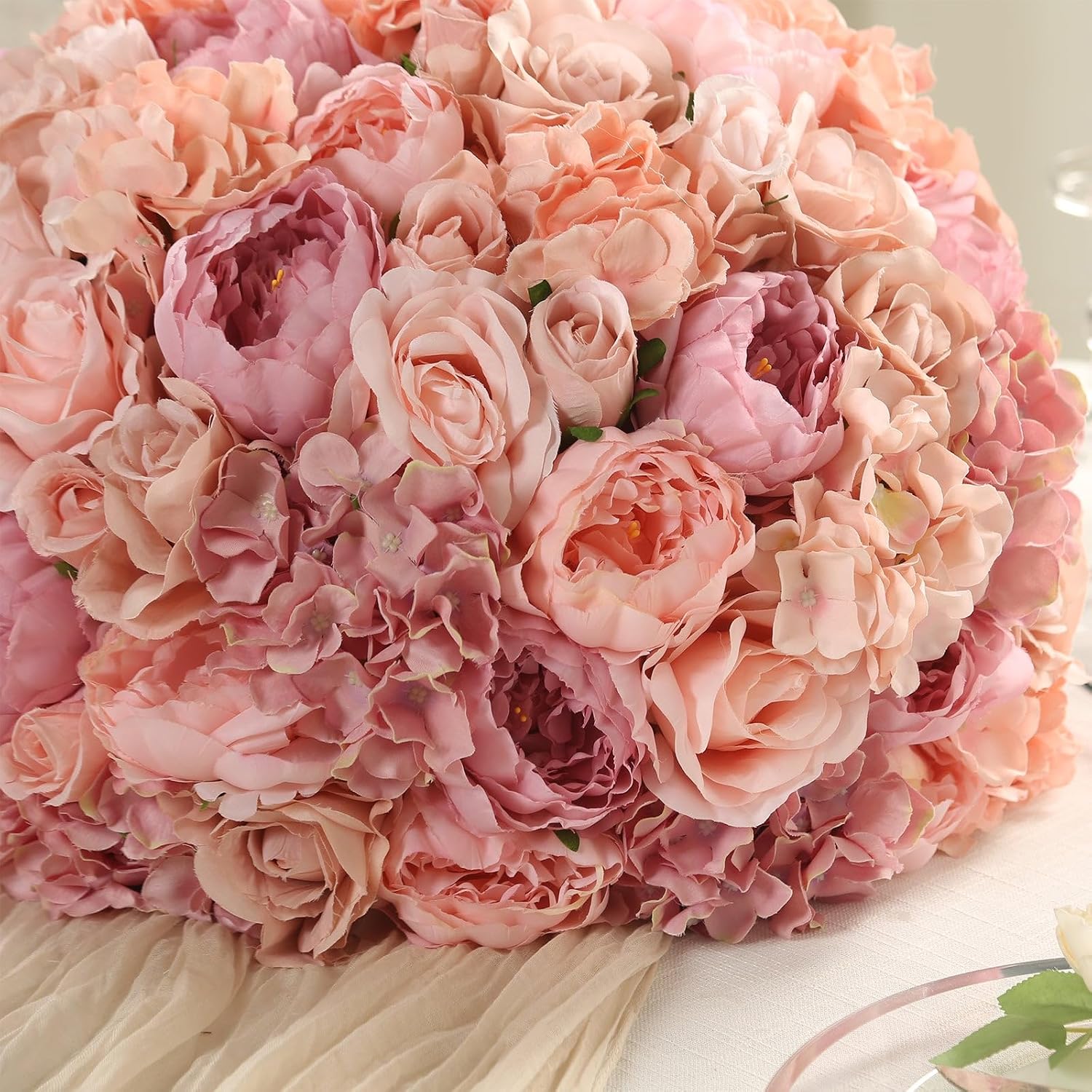 Efavormart 20 inch Blush Pre-Arranged Artificial Rose Flower Ball, Large High-Density Silk Rose Centerpiece Arrangement for Grand Wedding Staging and Floor Vases