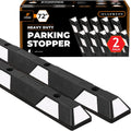 Xpose Safety 72' Heavy Duty Rubber Parking Stopper – 2 Pack Wheel Blocks for Garage, Driveway, or Ramp – Car Bumper Stop with White Reflective Strips – Removable Floor Mount