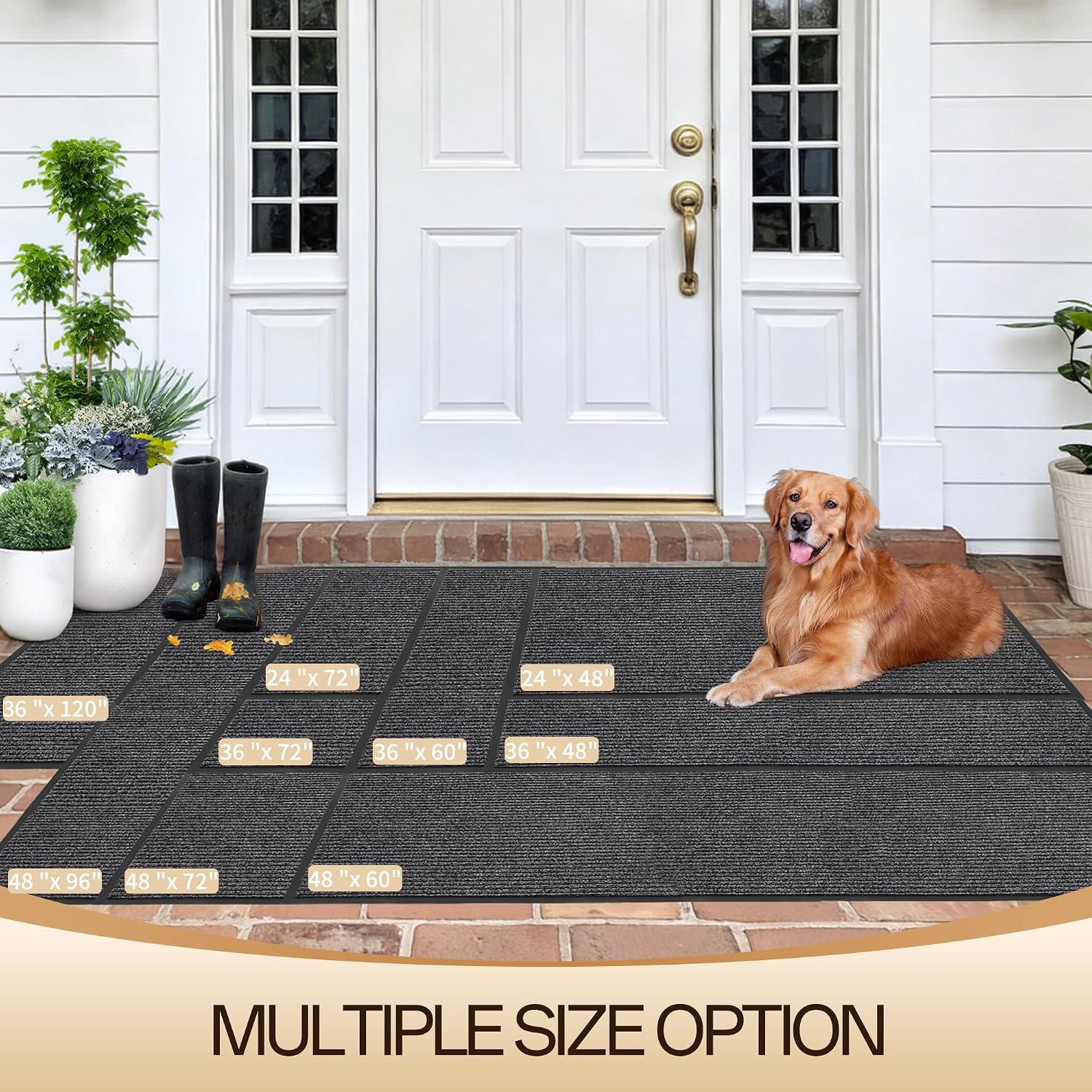 Amyracel Front Door Mat Indoor Outdoor Entrance, 36' x 120' All-Season Waterproof Doormat for Enterway, Heavy Duty Commercial Floor Mat, Fade Resistant, Rubber Back, Low Profile, Easy Clean