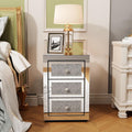 3-Drawer Mirrored Nightstand Bedside Table, Modern Mirrored End Side Table for Living Room, Bedroom, Entryway