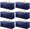 Shillance 6 Packs Navy Blue Spandex Tableclothes for 8 Foot Rectangle Table, Spandex Table Covers 8FT Stretch Table Skirts Wrinkle Free Fitted Tablecover for Event, Wedding, Banquet & Parties
