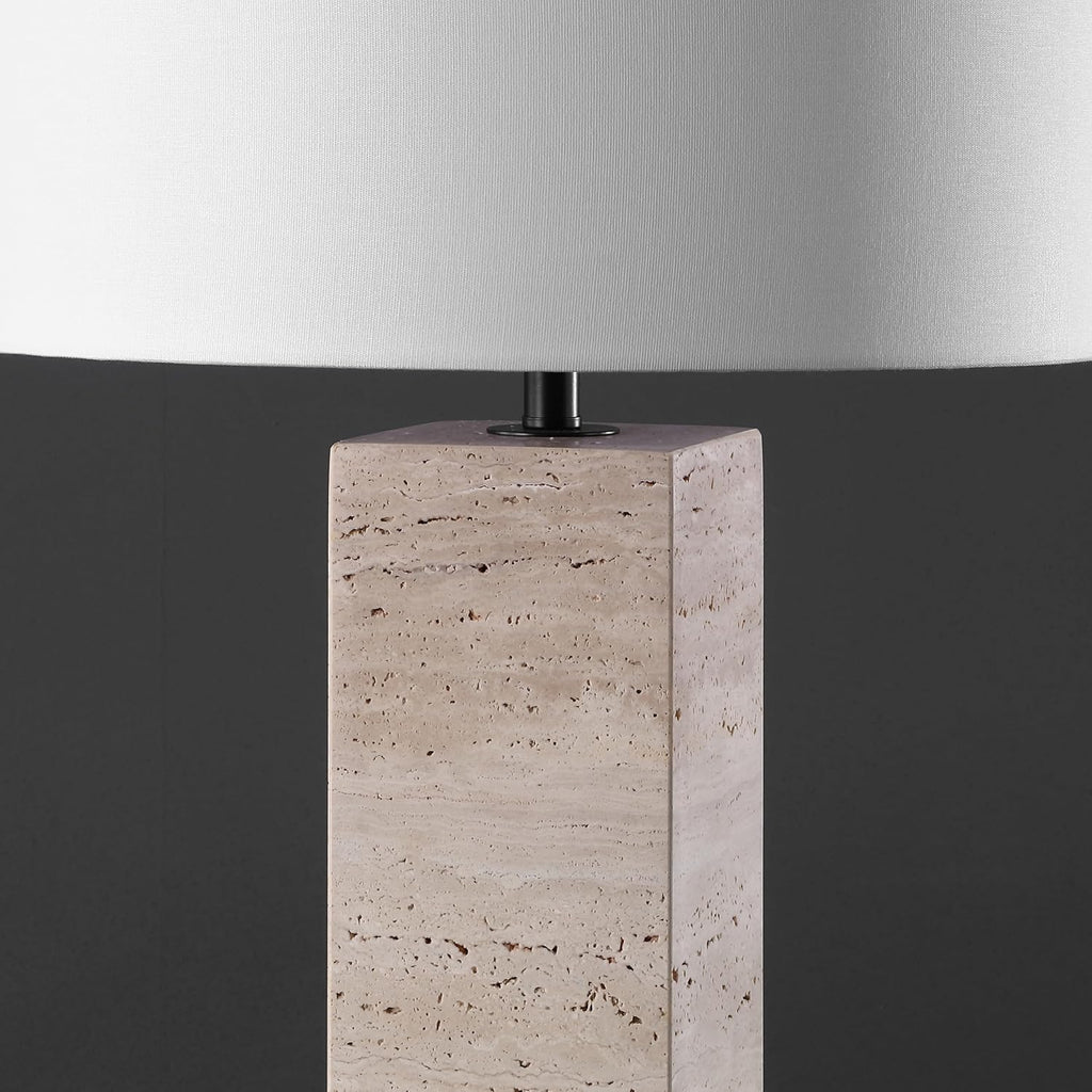 SAFAVIEH Couture Collection Katebryn Travertine/Black 26-inch Dimmable Table Lamp for Bedroom Living Room Home Office Desk Nightstand