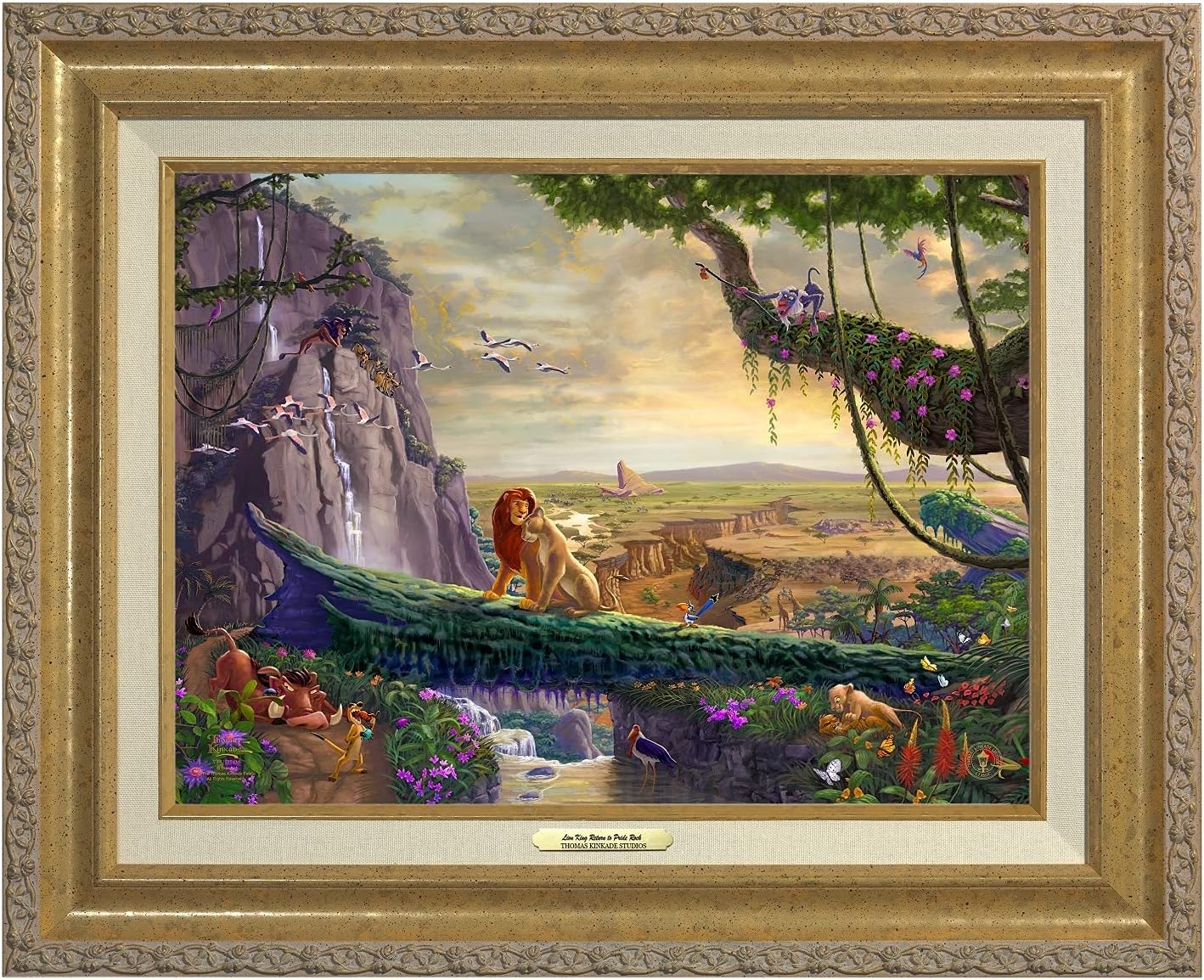 Thomas Kinkade Disney The Lion King - Return to Pride Rock - 12' x 16' - Canvas Classic with Gold Frame