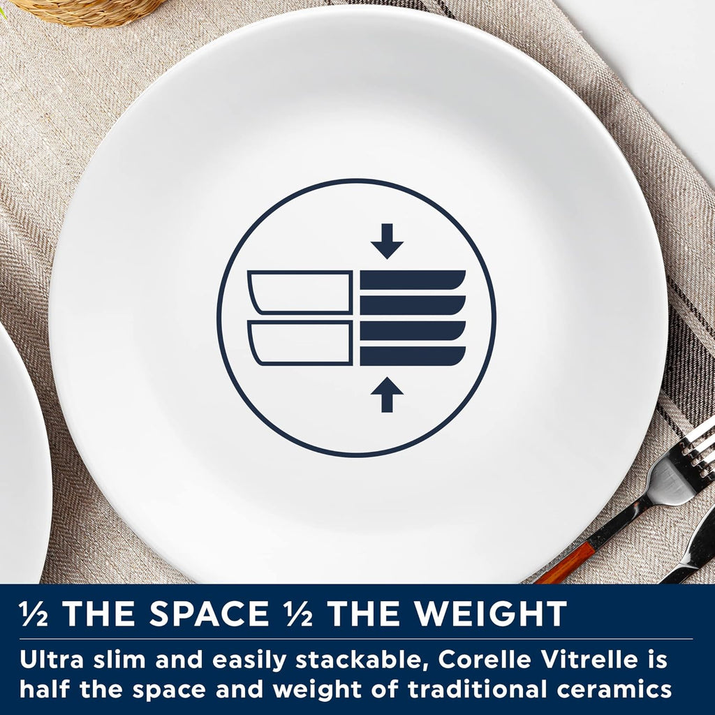 Corelle Dinnerware Set (12pc Set, Crimson Trellis)-Dinner Set for 4 4 x: Dinner Plates, Side Plates & Bowls 3 X More Durable, Half The Space & Weight of Ceramic up to 80% Recycled Glass, 1147166