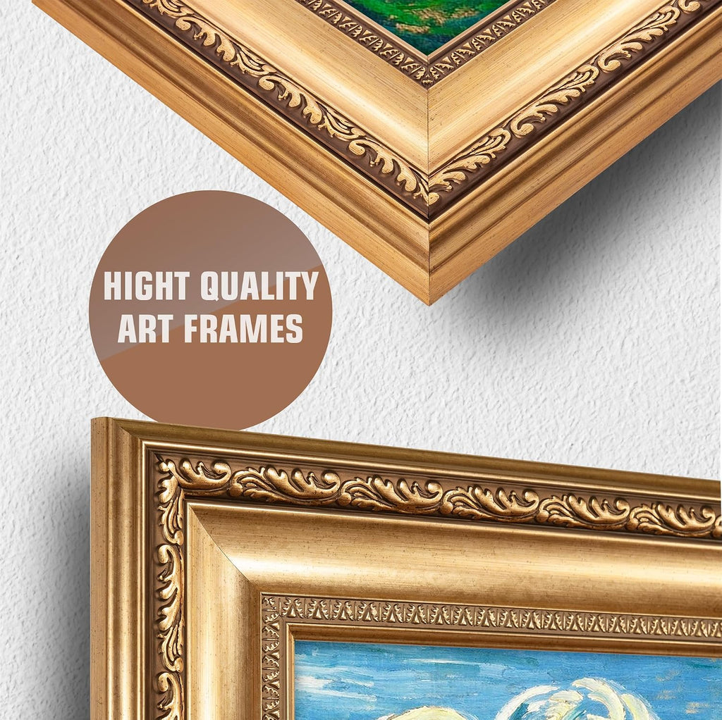 Green Wheat Field with Cypress by Vincent Van Gogh Framed Size:30x36 inches,Image Size:24x30 inches,Golden Frame The World Classic Art Reproductions,Wall Art for Home Decor