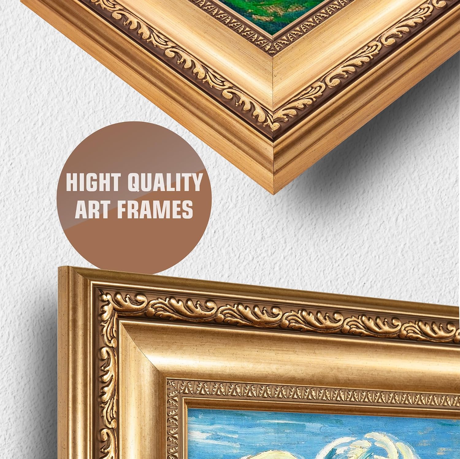 Green Wheat Field with Cypress by Vincent Van Gogh Framed Size:30x36 inches,Image Size:24x30 inches,Golden Frame The World Classic Art Reproductions,Wall Art for Home Decor