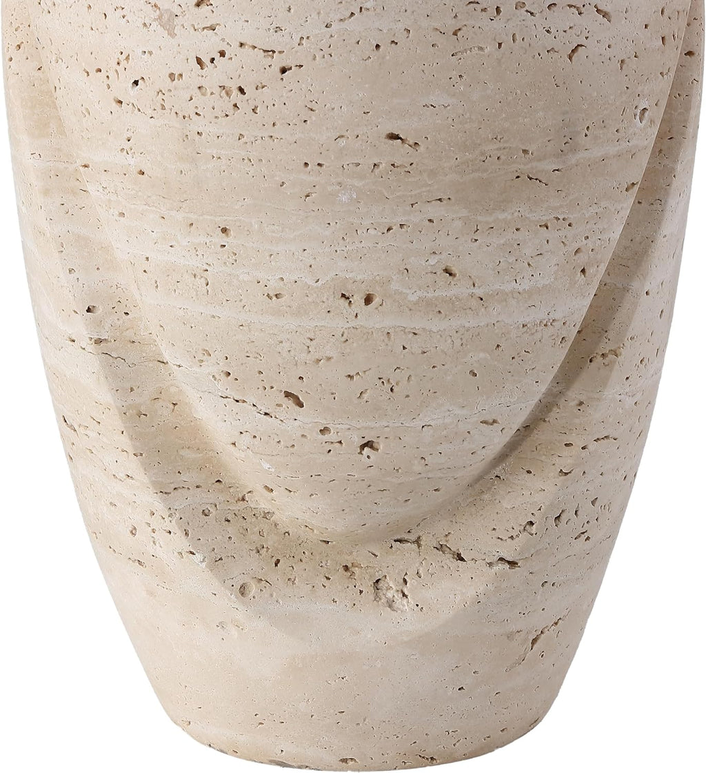 SAFAVIEH Couture Lighting Collection Janette Travertine/White 25-inch Table Lamp for Bedroom Living Room Home Office Desk Nightstand (LED Bulb Included)