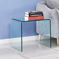 Clear Glass Nightstand, Tempered Glass End Tables, Modern Side Table for Living Room, Small Bent Table, Easy to Clean and Safe Rounded Edges 19.7'x19.7'x18.9'H