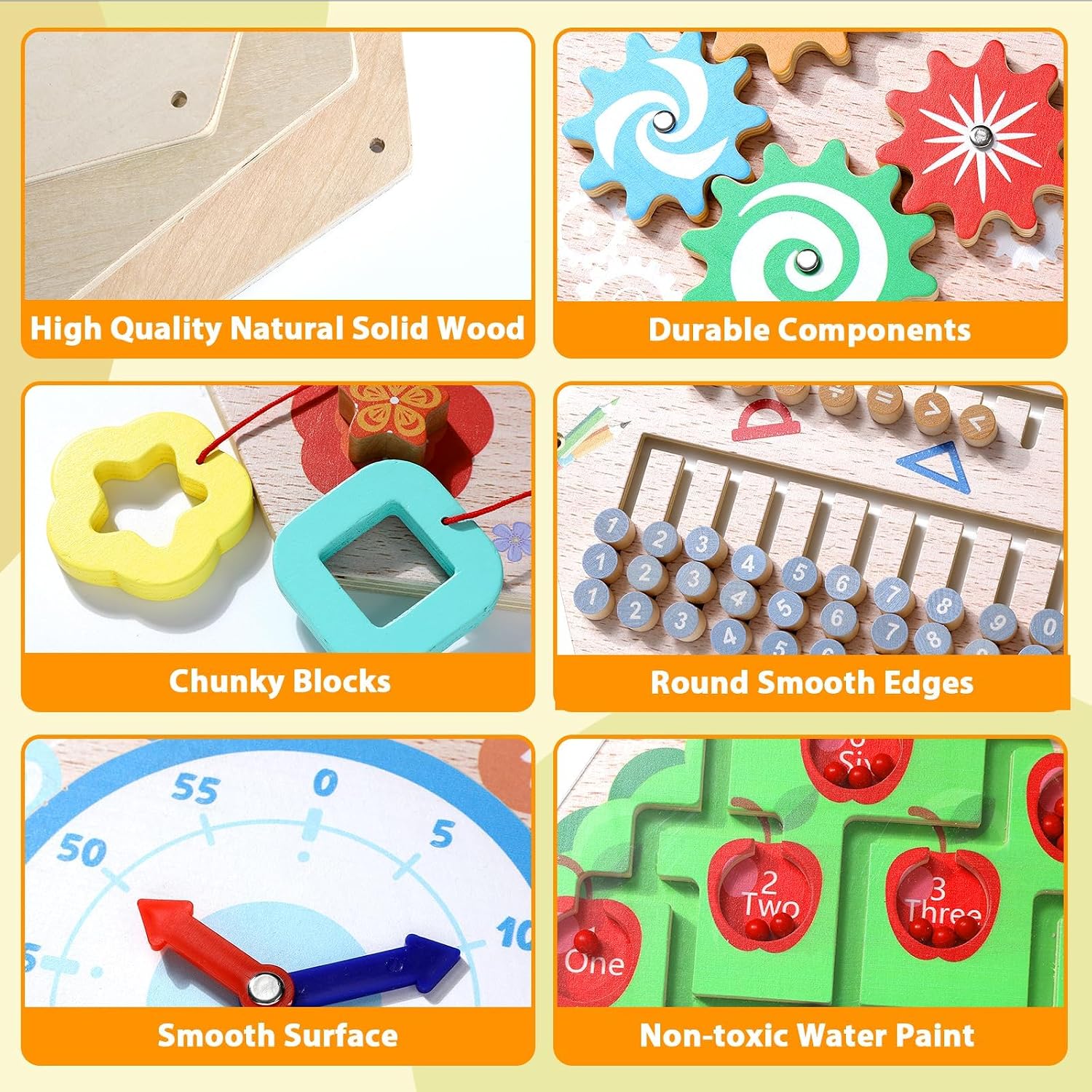9Pcs Hexagon Activity Wall Busy Board Panels, Wooden Sensory Wall Panel for Kids, Montessori Learning Activity Center, Educational Toys for Toddler Playroom Daycare Nursery Classroom Birthday Gifts