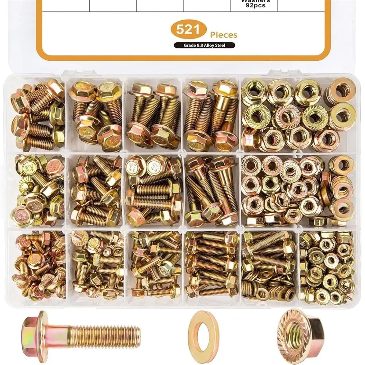 Set Screw Assortment Kit 521PCS Metric Class 8. Serrated Hex Cap Flange Bolts Assortment Kit for Homeowners,DIYers,Mechanics,Industrial Workers