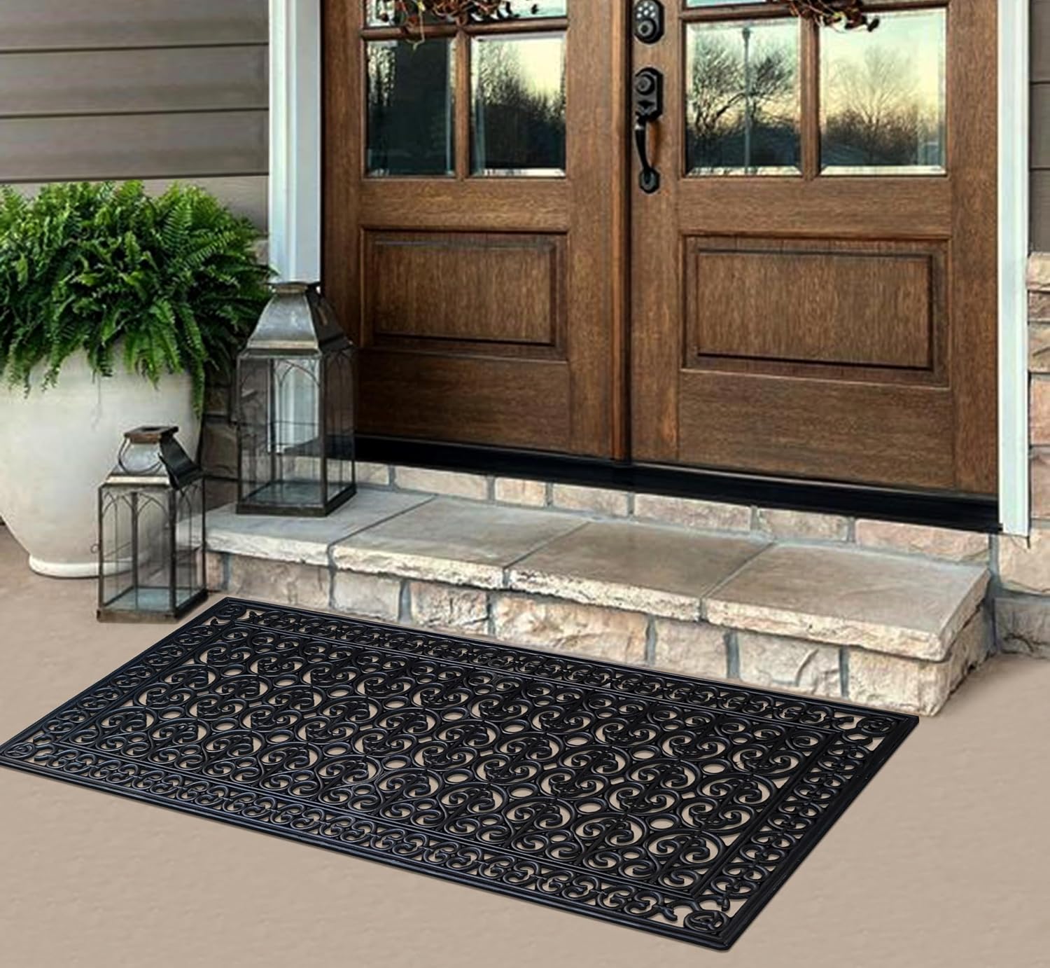 A1HC Large Outdoor Rubber Door Mat 30'x60' - Heavy Duty Non Slip Waterproof Floor Mat, Dirt Trapper Shoe Scraper, All Weather Drainage Doormat for Front Door, Entryway, Patio, Indoor Outdoor Use