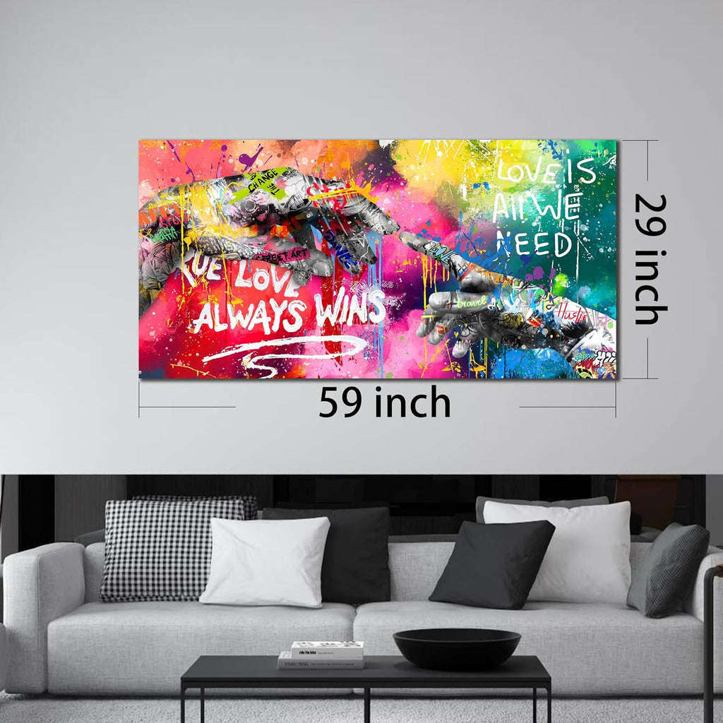 CIRABKY Large Colorful Wall-Art for Living Room - Graffiti Wall Art Canvas - Hand of God Art Prints Posters Size 29' x 59'