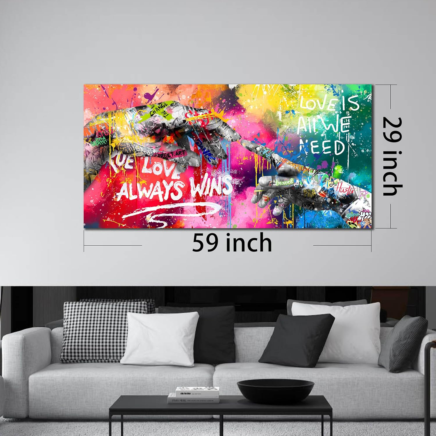 CIRABKY Large Colorful Wall-Art for Living Room - Graffiti Wall Art Canvas - Hand of God Art Prints Posters Size 29' x 59'