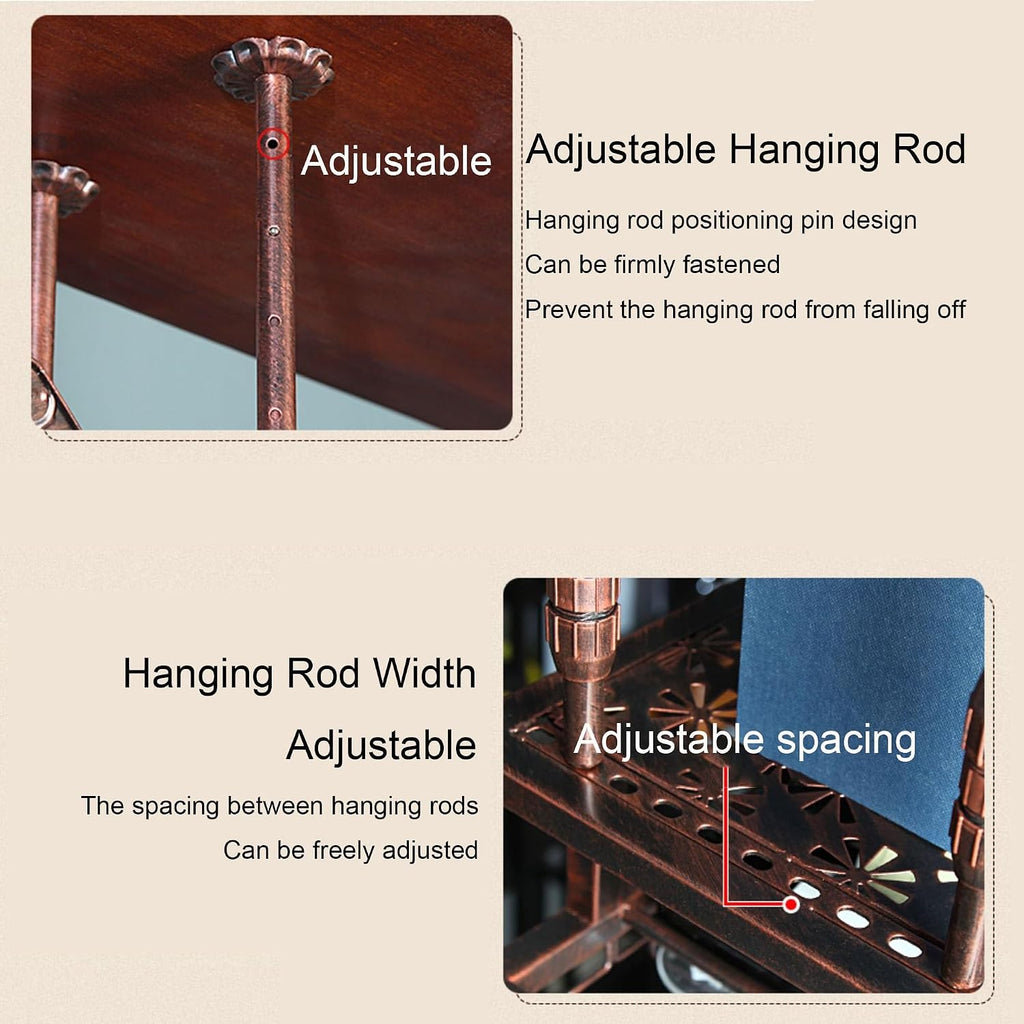 Hanging Metal Wine Rack Bar Shelves Liquor Bottle Display Shelf Wall Mounted with Wine Glass Storage Holder Rack for Liquor Bottles Floating Bar Kitchen Shelves for Home Bar Dining Room(Copper,60cm(23