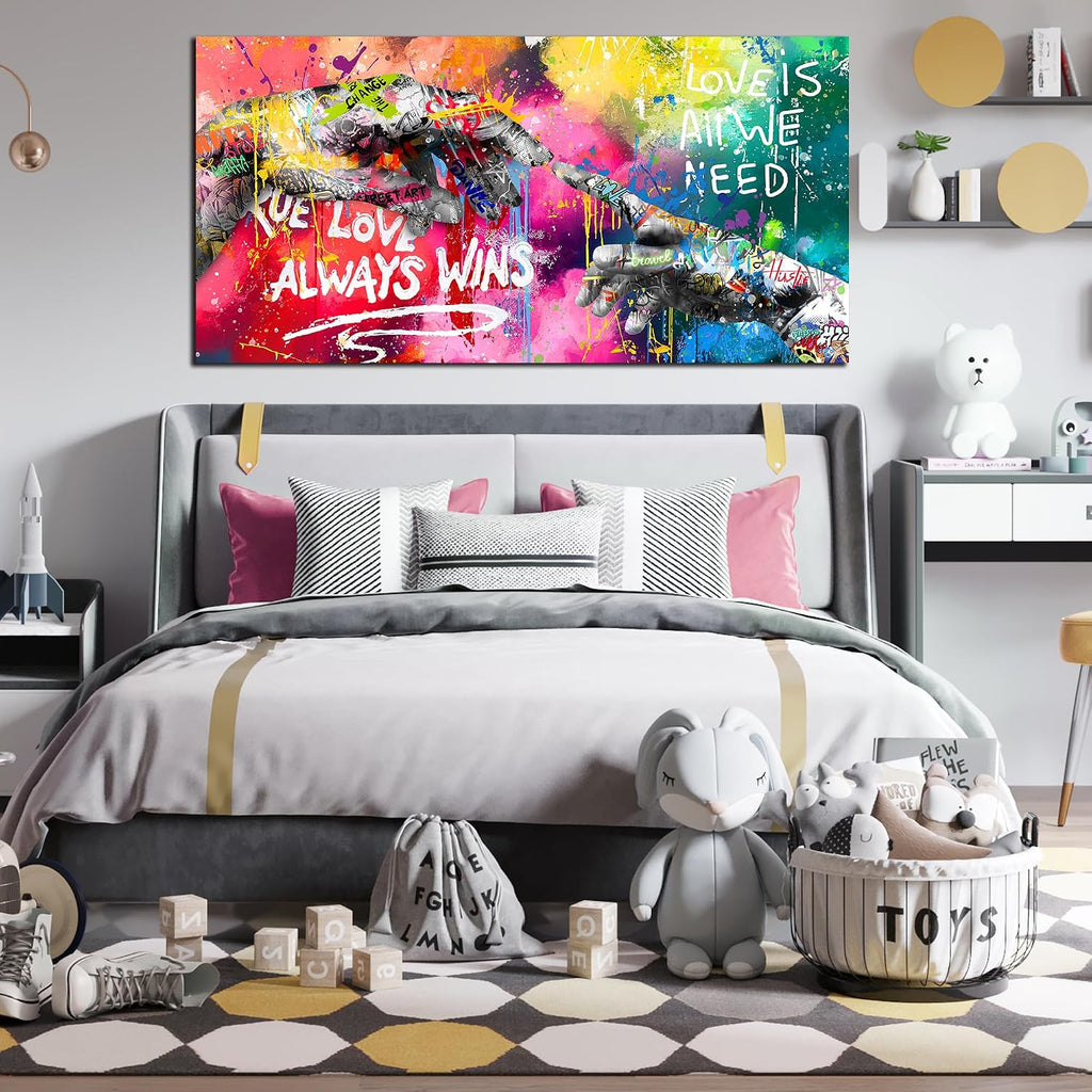 CIRABKY Large Colorful Wall-Art for Living Room - Graffiti Wall Art Canvas - Hand of God Art Prints Posters Size 29' x 59'