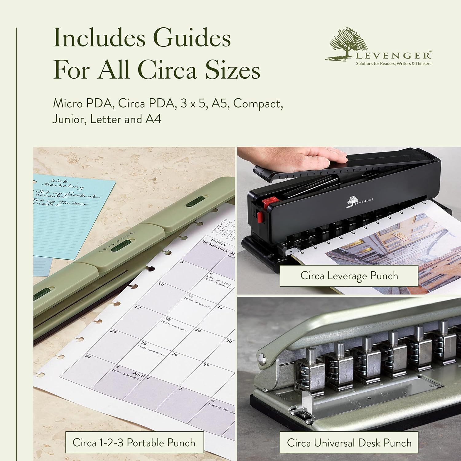 Levenger Circa Leverage Discbound Hole Punch, Heavy-Duty Large Paper Puncher for Disc Notebooks, Binders, Journals, Business Home Office Supplies