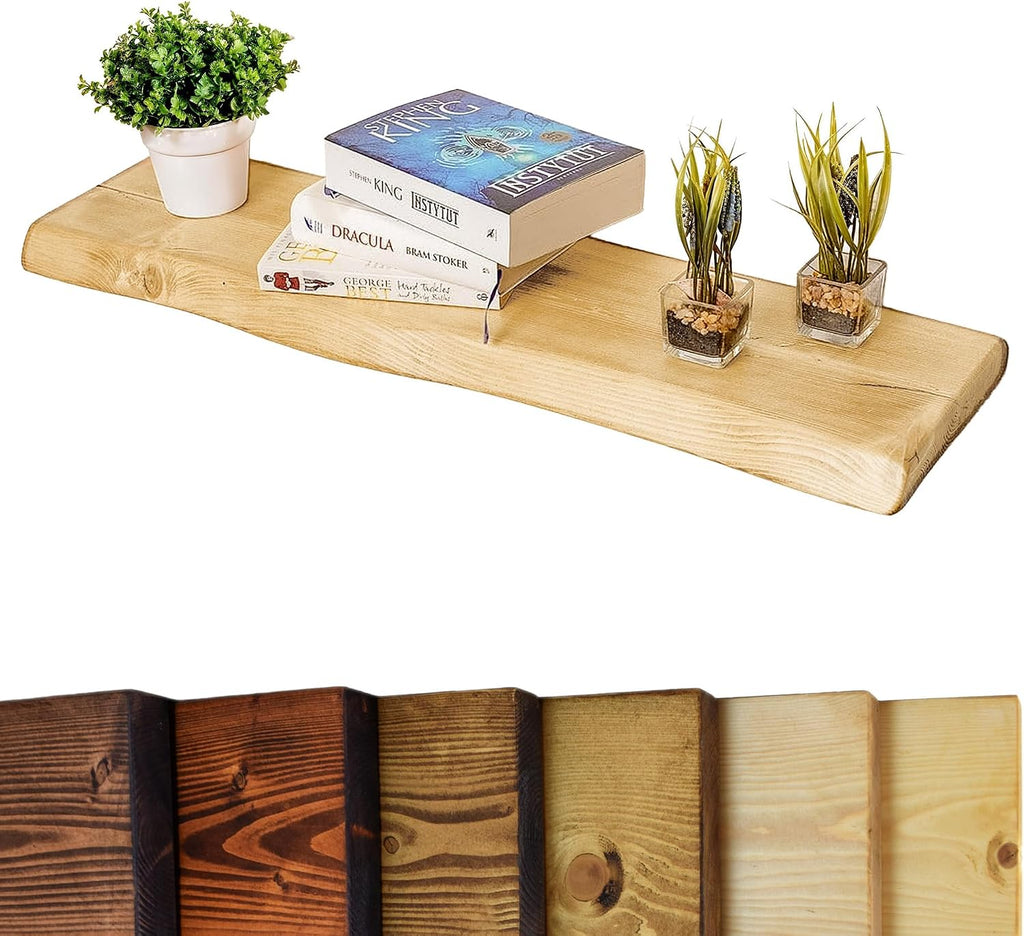 Waney/Live Edge Chunky Rustic Floating Shelf 9x2, Natural Oak, 28 inch