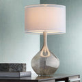 Possini Euro Design Swift Modern Table Lamp 30 1/2' Tall Mercury Glass Chrome Metal Neck Twin Double Drum Shade Decor for Bedroom Living Room House Bedside Nightstand Home Office Entryway Family
