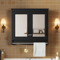 Merax 3-in-1 Bathroom Mirror Cabinet with Adjustable Shelves, Soft Close Doors & Towel Bar, 30' Wall Mounted Medicine Cabinet with High-Definition Mirror, Versatile Storage for Vanity, Bedroom, Black