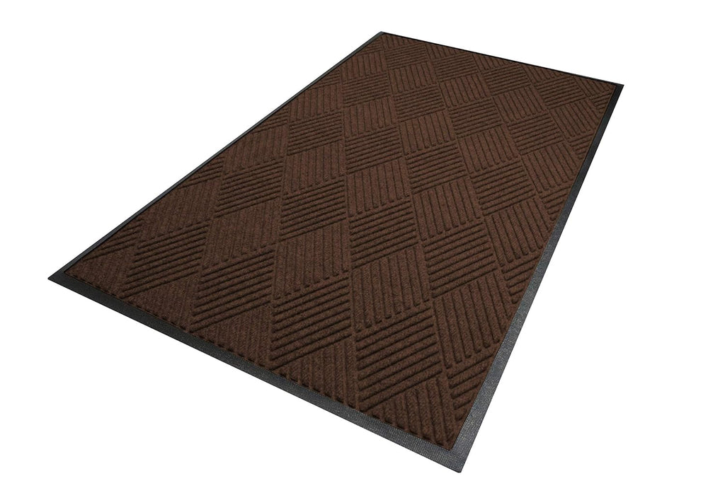 WaterHog Diamond | Commercial-Grade Entrance Mat with Rubber Border – Indoor/Outdoor, Quick Drying, Stain Resistant Door Mat (Dark Brown, 3' x 12')