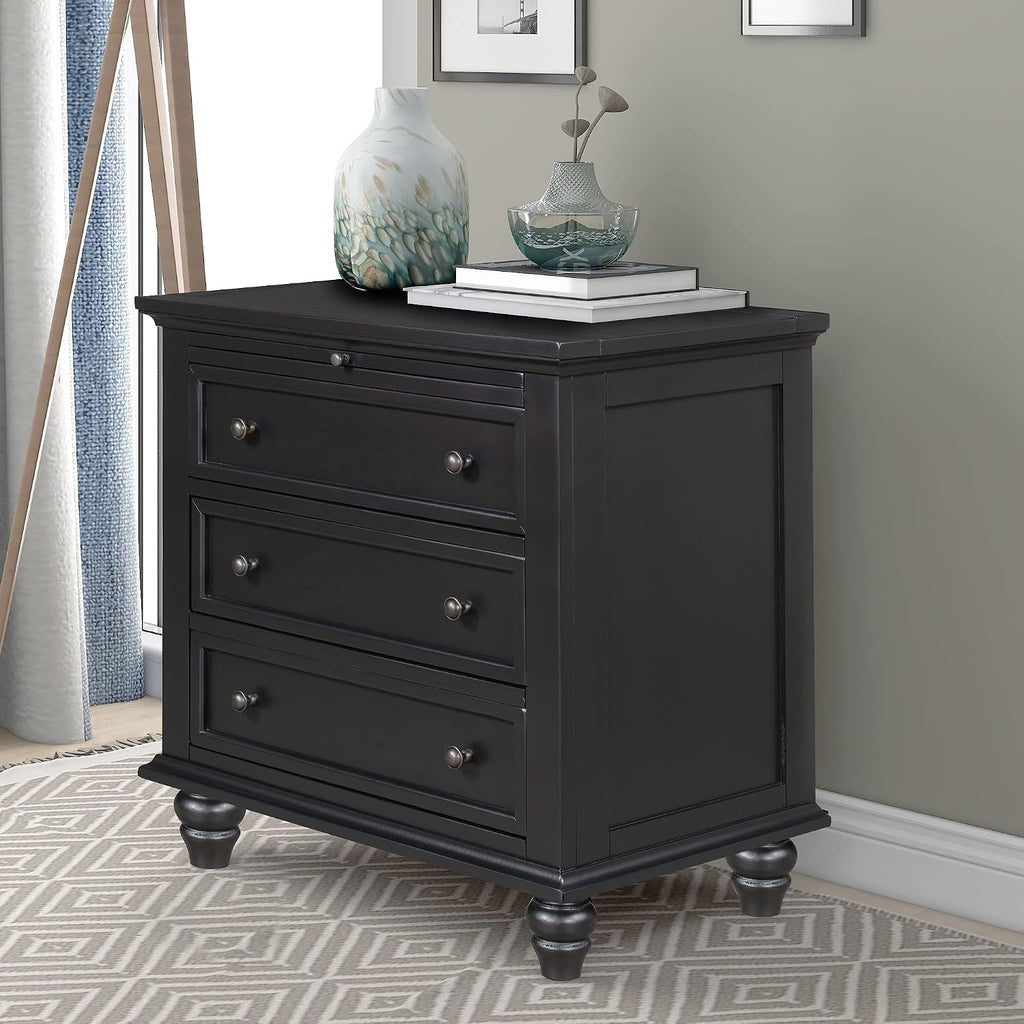 Modern Storage Wood Cabinet with 3-Drawer, Sofa Table Console Table End Table with Pull Out Tray, Accent Table Furniture for Entryway Living Room,Fully Assembly Bedside Table (Black)