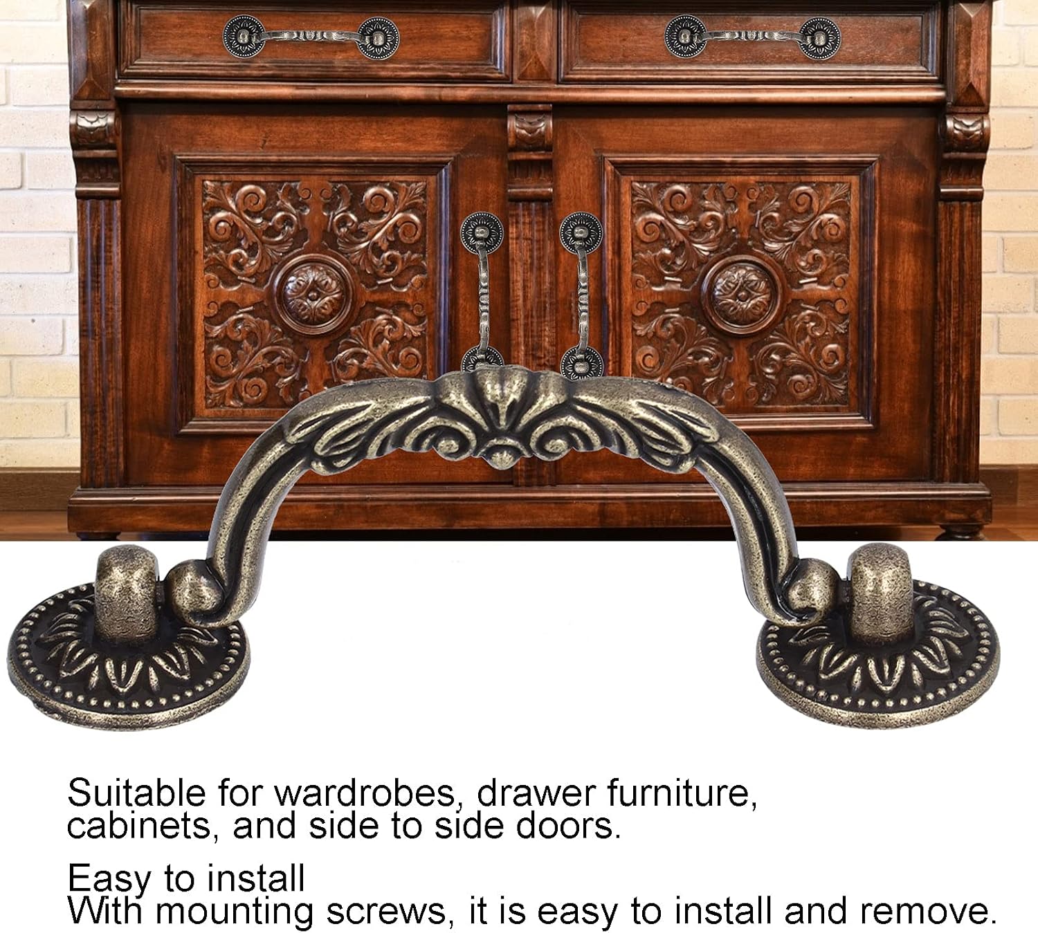 4 Set Modern Antique Cabinet Handle with Screw Bronze Sliding Door Handle for Wardrobe Shoe Cabinet, Kitchen Cupboard Door, Furniture Handle for Bedroom Drawer Door