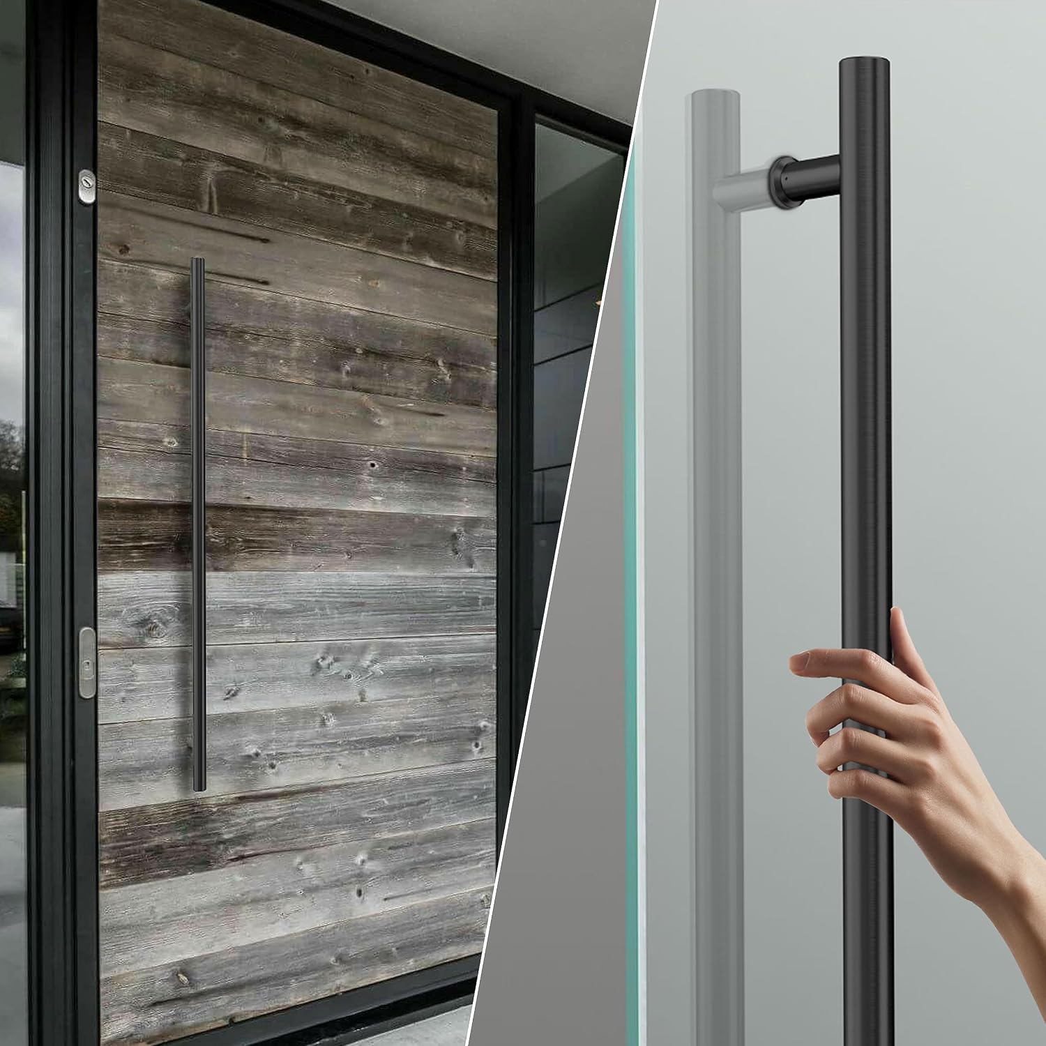 TOGU TG-6012 60-Inch Double-Sided Push Pull Door Handle, Matte Black SUS304 Stainless Steel Ladder Pull, Heavy-Duty for Commercial Glass, Residential Wood Barn & Metal Doors (1500 * 38mm)