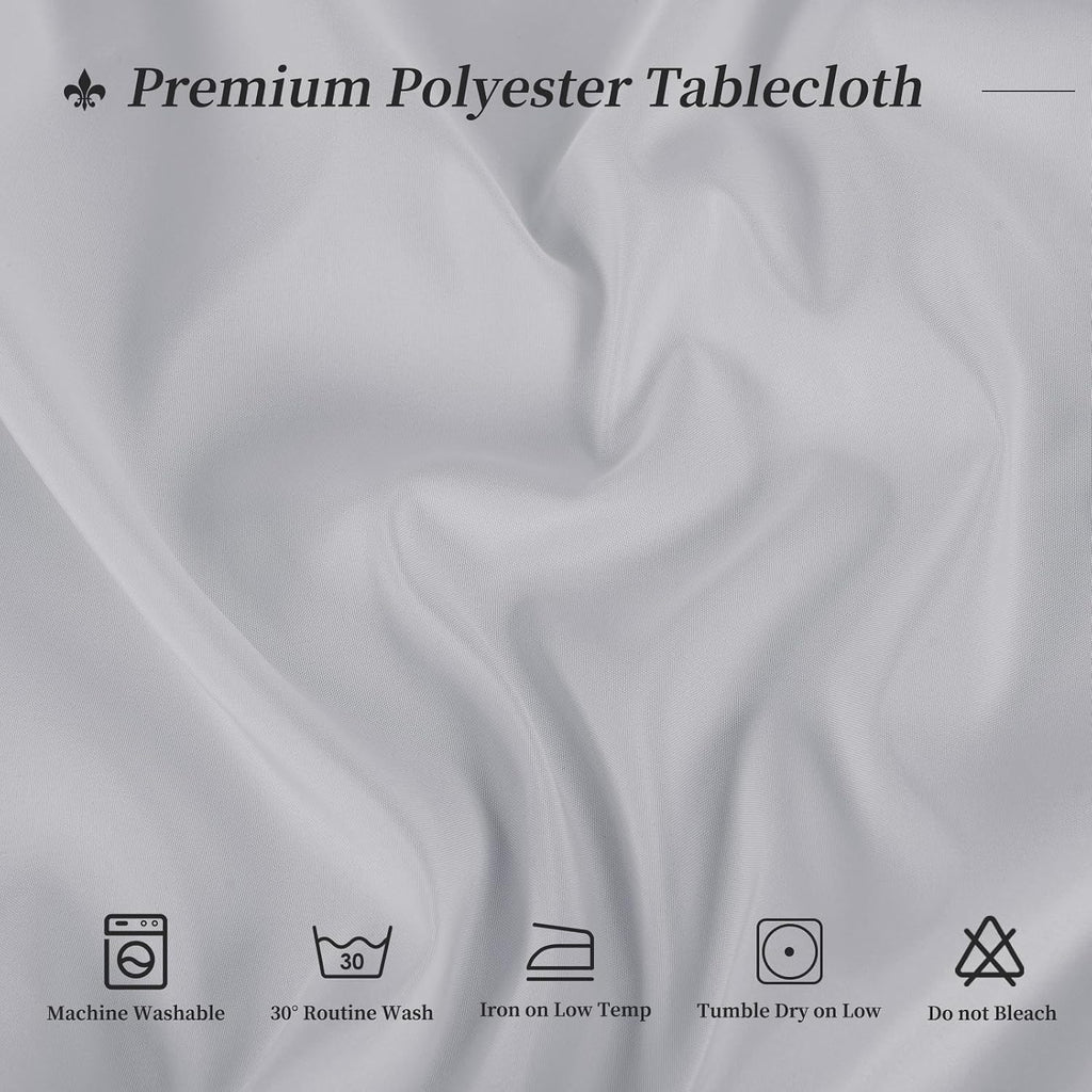 12 Pack Round Tablecloth 120 Inch - Light Grey Polyester Table Cloth for Round Table, Premium Light Grey Tableclothes Washable Fabric Cover for Wedding Party Banquet Restaurant Reception Dining