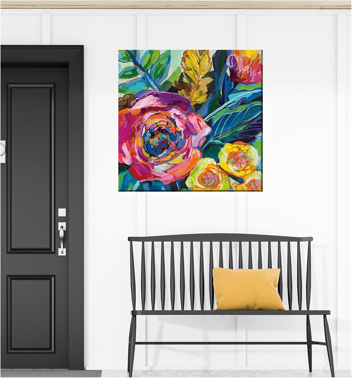 Cottage Garden West of The Wind POP Culture Colorful 24 x 24 Inch Waterproof Gallery Wrapped Canvas, Outdoor Garden, Yard, Patio All Weather Hanging Picture Artwork