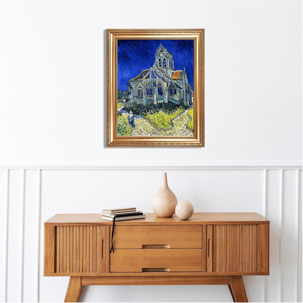 Café Terrace at Night by Vincent Van Gogh Framed Size:30x36 inches,Image Size:24x30 inches,Golden Frame The World Classic Art Reproductions,Wall Art for Home Decor