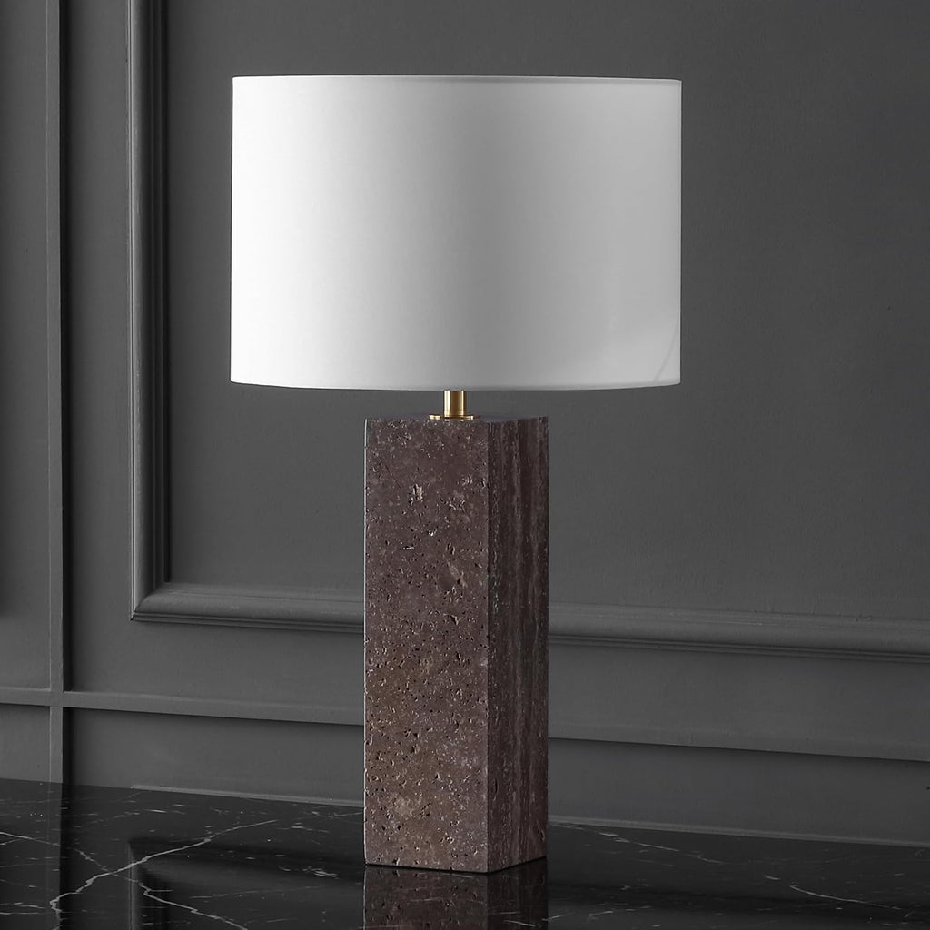 SAFAVIEH Couture Lighting Collection Feliciano Dark Brown/White 26-inch Dimmable Table Lamp for Bedroom Living Room Home Office Desk Nightstand (LED Bulb Included)