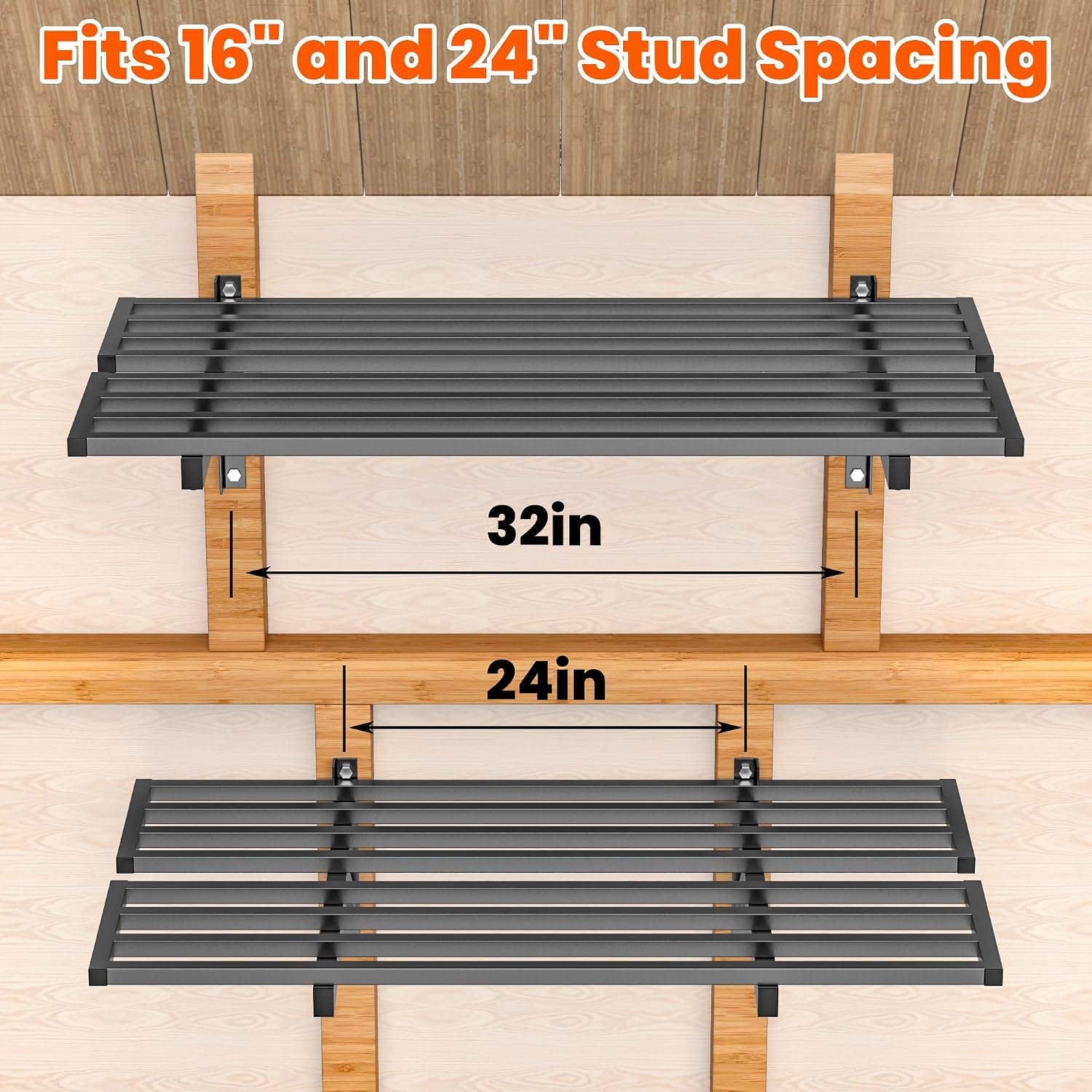 Ultrawall Heavy Duty Garage Wall Shelves, 2 x 4 ft Wall Mounted Storage Shelves, Holds Up to 800Lbs, 2Pack, Black