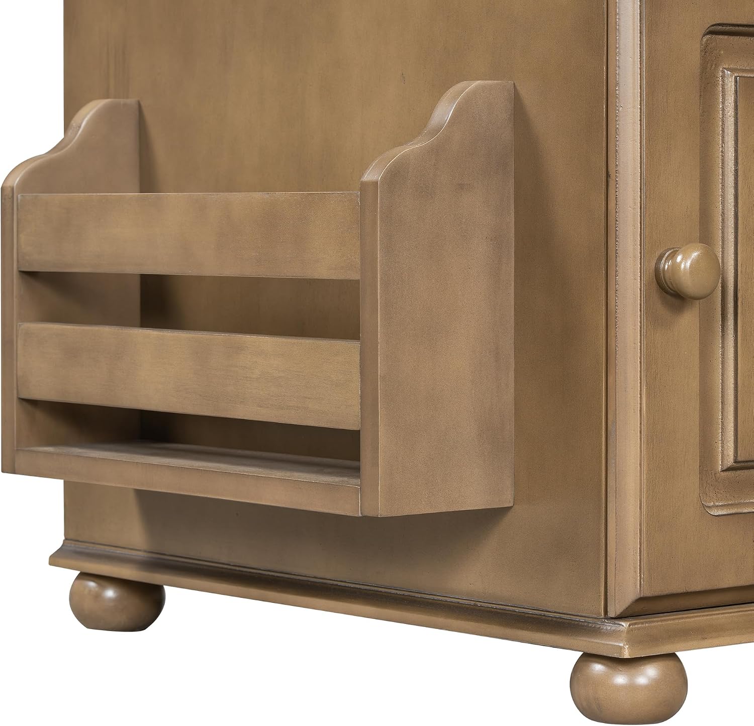 Multifunctional Vintage End Table Flip Top Side Table with USB Ports and 1 Drawer with Cup Holders, Sofa Side Narrow Table Nightstand with Bookshelf for Living Room Bedroom (Brown-5.8)