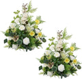 2pcs Free Standing Flowers Ball Bouquet Artificial Rose Floral Arrangements for Wedding Centerpieces Tables Aisle (Greenery)