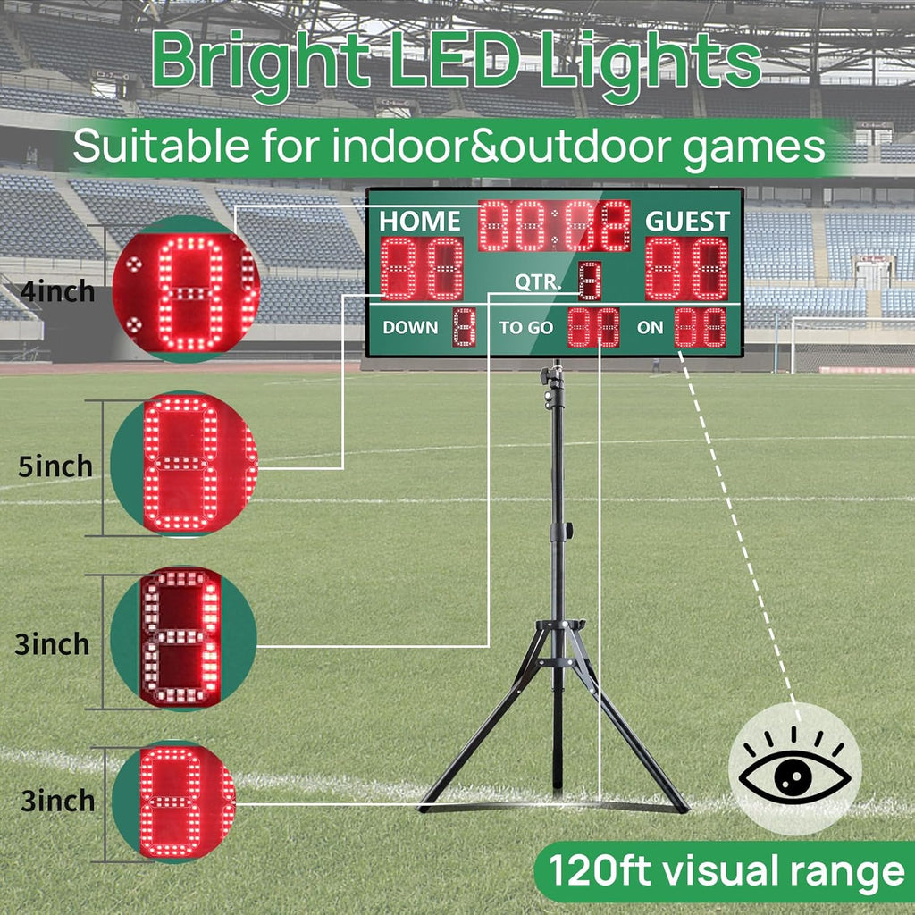YZ LED Portable Football Scoreboard, Rechargeable Wireless Digital Scoreboard with Remote, Electronic Scoreboard Football Score Keeper for Outdoor/Football Training/American Football Games/Rugby Ball